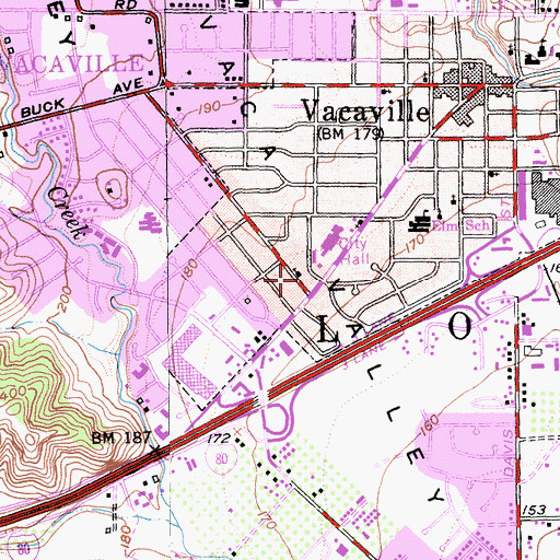 Topographic Map of Vacaville Police Department, CA