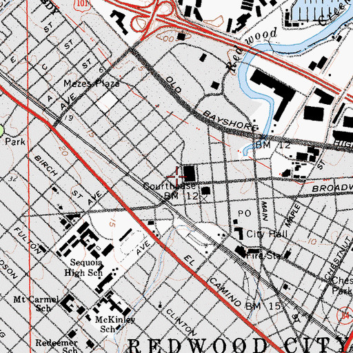 Topographic Map of San Mateo County Sheriff's Office, CA