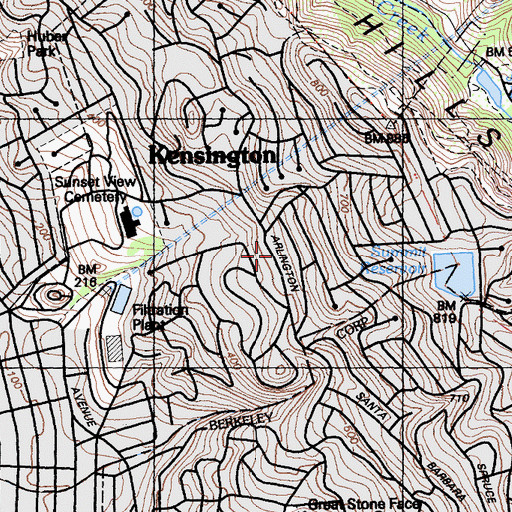 Topographic Map of Kensington Police Department, CA