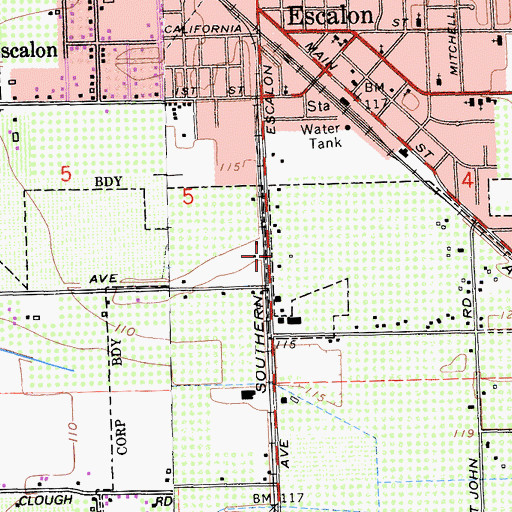 Topographic Map of Escalon Police Department, CA