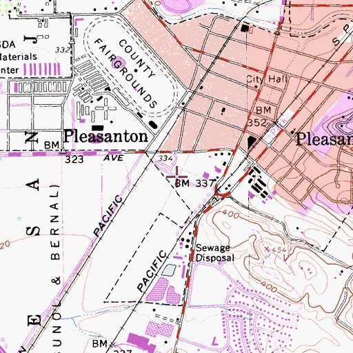 Topographic Map of Pleasanton Police Department, CA