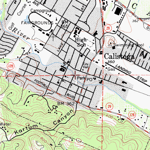Topographic Map of Calistoga Police Department, CA
