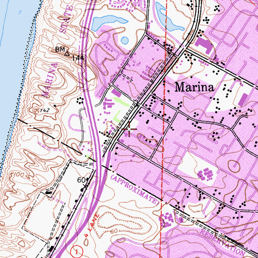 Topographic Map of Marina Police Department, CA