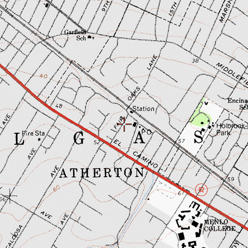Topographic Map of Atherton Police Department, CA
