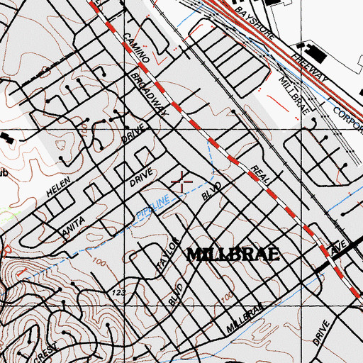 Topographic Map of Millbrae Police Department, CA