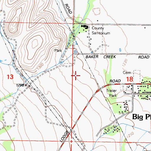 Topographic Map of Baker Creek Recreation Site, CA