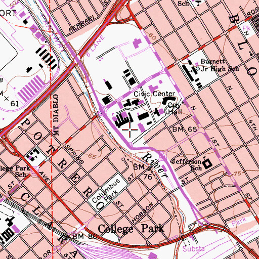 Topographic Map of San Jose Police Department, CA