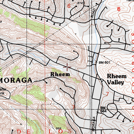 Topographic Map of Moraga Police Department, CA