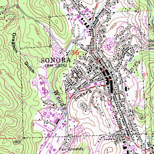 Topographic Map of Tuolumne County Sheriff's Office, CA