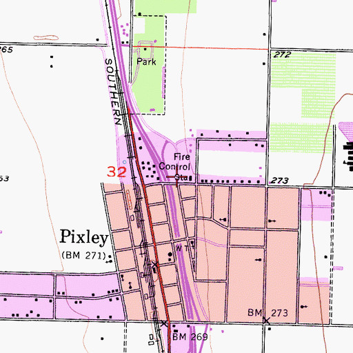 Topographic Map of Tulare County Sheriff's Office - Pixley Patrol Substation, CA