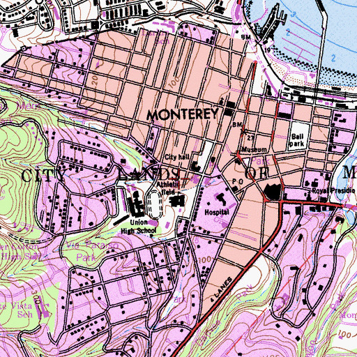 Topographic Map of Monterey Police Department, CA