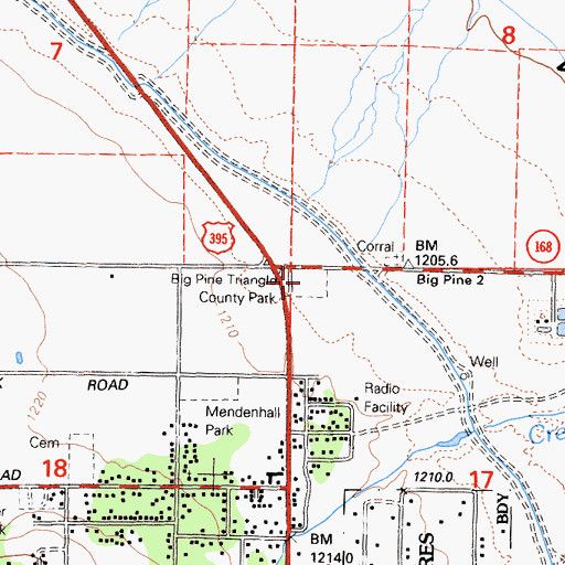 Topographic Map of Big Pine Triangle County Park, CA