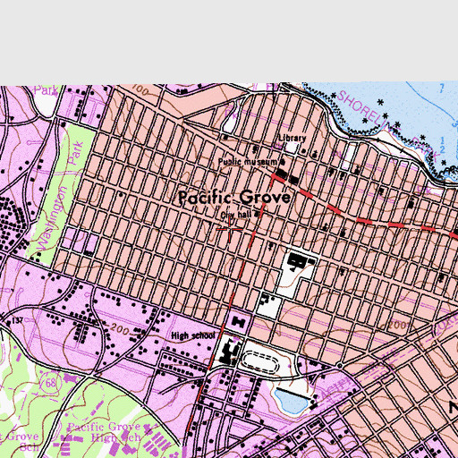 Topographic Map of Pacific Grove Police Department, CA