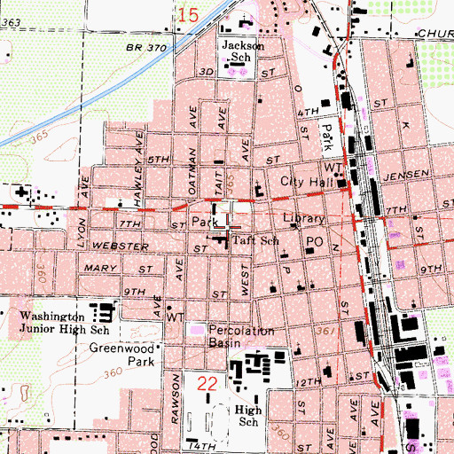 Topographic Map of Sanger Police Department, CA