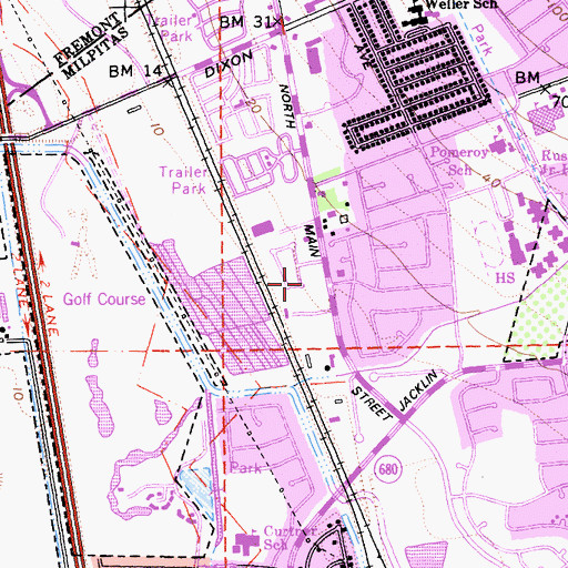 Topographic Map of Milpitas Police Department, CA