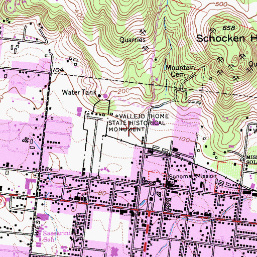 Topographic Map of Sonoma Police Department, CA