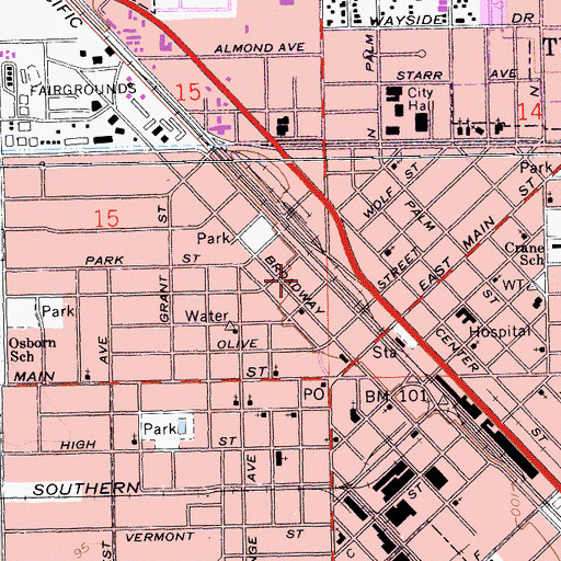 Topographic Map of Turlock Police Department, CA