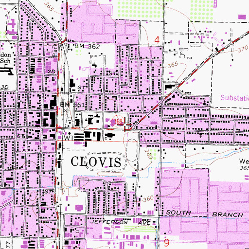 Topographic Map of Clovis Police Department, CA