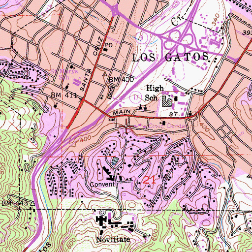 Topographic Map of Los Gatos - Monte Sereno Police Department, CA