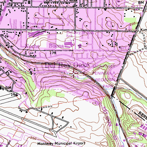 Topographic Map of Del Rey Oaks Police Department, CA
