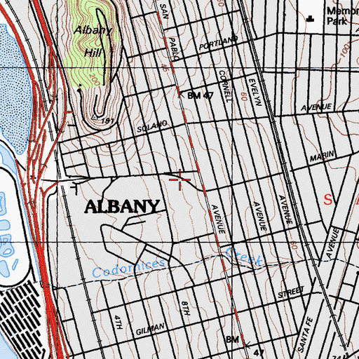 Topographic Map of Albany Police Department, CA