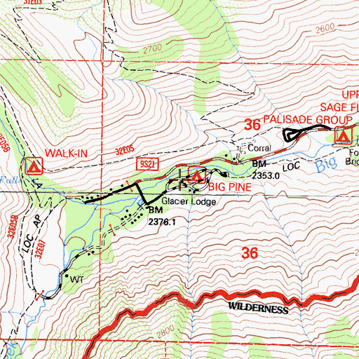 Topographic Map of Sage Flat Campground, CA