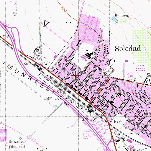 Topographic Map of Soledad Police Department, CA