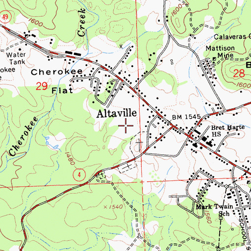 Topographic Map of Angels Camp Police Department, CA