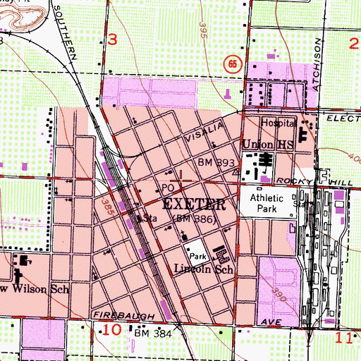 Topographic Map of Exeter Police Department, CA