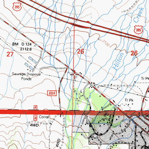 Topographic Map of Mono County Sheriff's Office Crowley Lake Substation, CA
