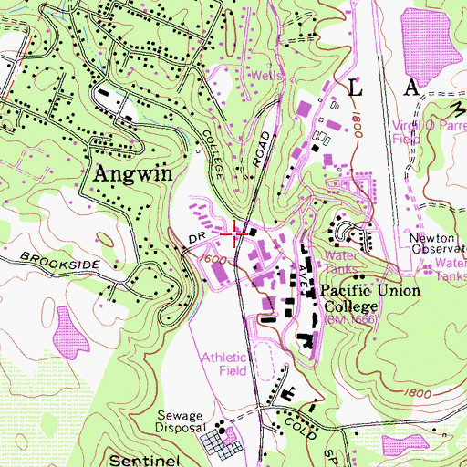 Topographic Map of Napa County Sheriff's Office Angwin Regional Office, CA