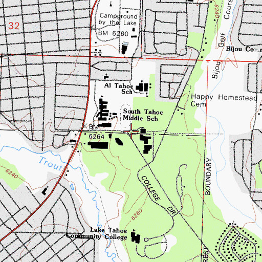 Topographic Map of South Lake Tahoe Police Department, CA