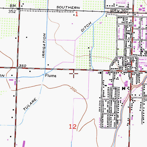 Topographic Map of Farmersville Police Department, CA
