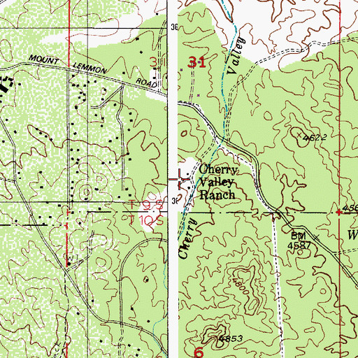 Topographic Map of Cherry Valley Ranch, AZ