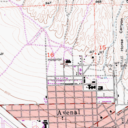 Topographic Map of Avenal Police Department, CA