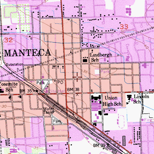 Topographic Map of San Joaquin County Sheriff's Office Manteca, CA