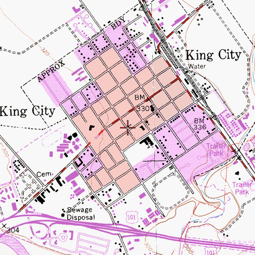Topographic Map of King City Police Department, CA