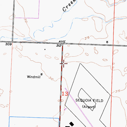 Topographic Map of Tulare County Sheriff's Office, CA