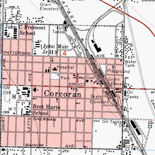 Topographic Map of Kings County Sheriff's Office Corcoran Substation, CA