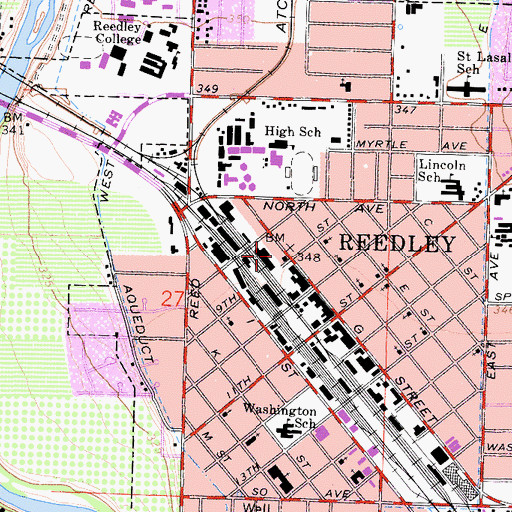 Topographic Map of Reedley Police Department, CA