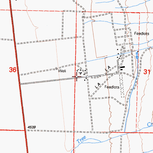 Topographic Map of Cottonwood Ranch, CA