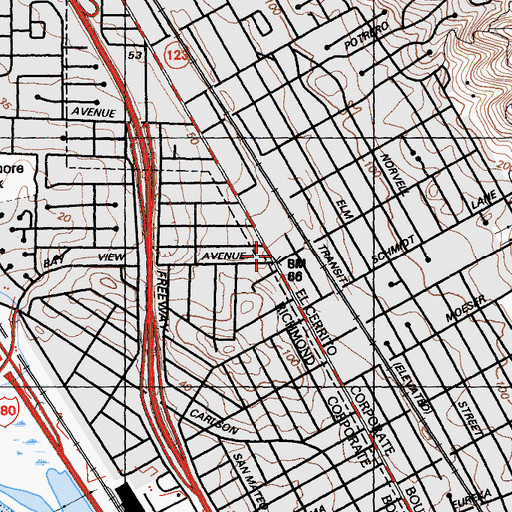 Topographic Map of El Cerrito Police Department, CA