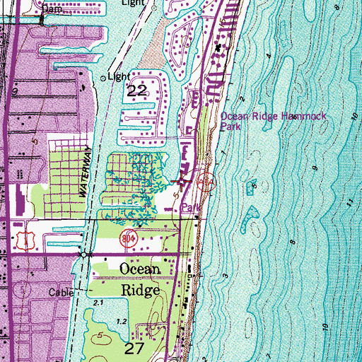 Topographic Map of Ocean Ridge Police Department, FL