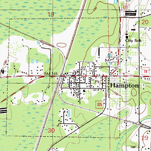 Topographic Map of Hampton Police Department, FL