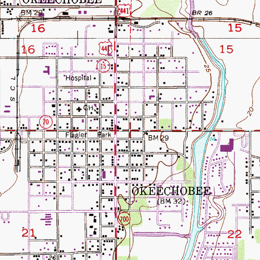 Topographic Map of Okeechobee City Police Department, FL