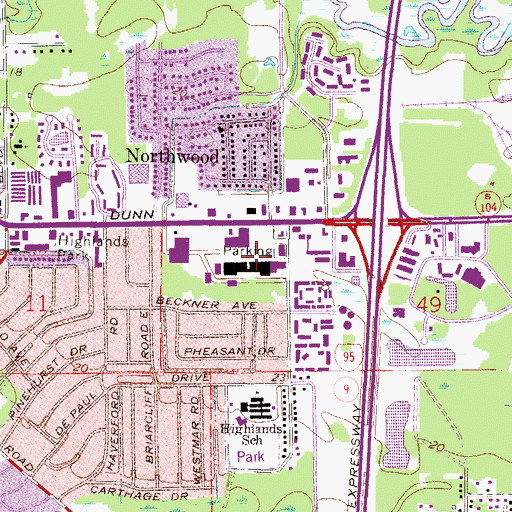 Topographic Map of Jacksonville Sheriff's Office Zone 6 Highlands Substation, FL