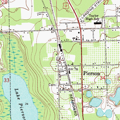 Topographic Map of Volusia County Sheriff's Law Enforcement Services Office District 2A Pierson Substation, FL