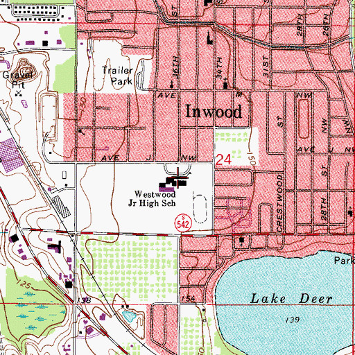 Topographic Map of Polk County Sheriff's Office - Community Policing Unit Inwood, FL