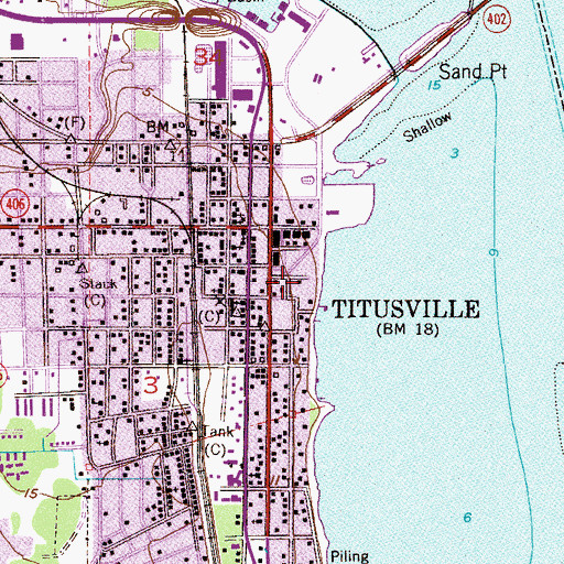 Topographic Map of Titusville Police Department Substation, FL