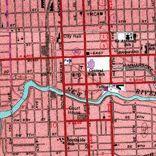 Topographic Map of Florida Atlantic University Police Department Downtown Fort Lauderdale Campus, FL